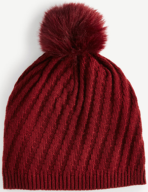 Ann Taylor Ribbed Pom Pom Hat: US$49.99.