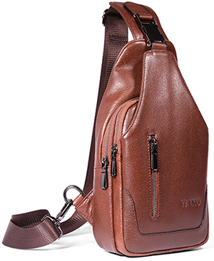 Banggood men's Genuine Leather Sling Bag Business Crossbody Shoulder Bag.