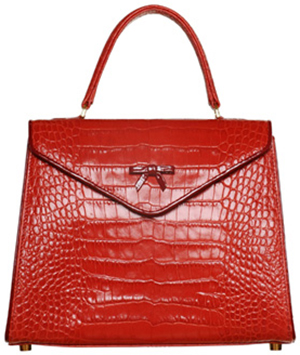 Belgian Bags Lipstick Red Italian Crocodile with Cranberry patent piping | Style Elaine: US$1,500.