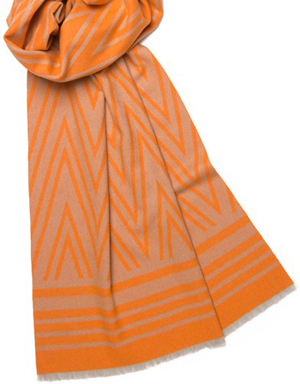 Neisha Crosland Simple overized Aztec style graphics decorate this elegant, thick wool & cashmere blend scarf: £250.