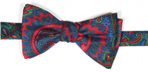 Edward Armah Red/True Blue Tapestry Paisley Print Reversible Bow Tie: US$95.