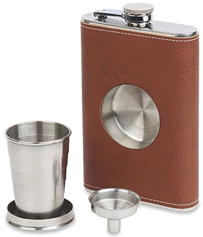 Shot Flask - Stainless Steel 8 oz Hip Flask, Built-in Collapsible 2 Oz. Shot Glass & Flask Funnel - Everything You Need to Pour Shots on the Go: US$18.95.