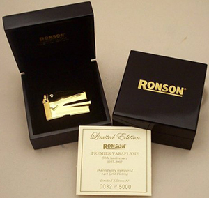 Ronson Limited Edition 24K Gold Anniversary Varaflame Lighter.