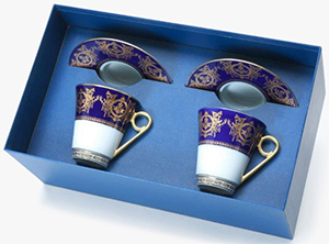 Ritz Paris Essentials 2 Breakfast cups & saucers Gft Box set, 'Imperial' Collection, blue: €932.
