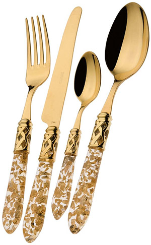 Artemest Aladdin Gold Cutlery Set of 24 Pieces in Transparent Gold with Box: US$910.