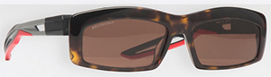 Balenciaga Hybrid Rectangle men's Sunglasses in dark havana acetate: US$450.