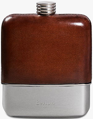 Berluti Venezia Leather & Sterling Silver Flask - Brown: US$2,925.