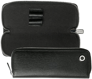 Boss Textured-leather zipped pen pouch with branded hardware.