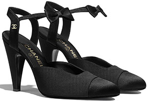 Chanel women's Grosgrain & Satin black pumps: US$850.