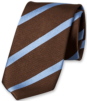 E.L. Cravatte Brown-Blue Striped Tie - Silk: £17.