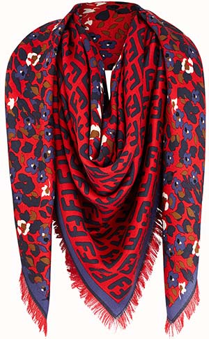Fendi women's FF Floral Red silk & wool shawl: US$650.