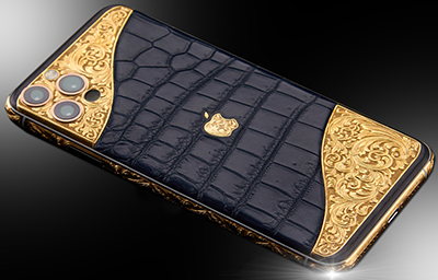 Goldstriker International 24ct Gold & Sapphire iPhone 12 Pro Max Classic Wave Edition: £11,995.