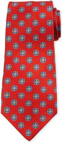 Kiton Round Medallion Silk Tie, Red: US$295.