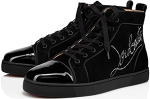 Christian Louboutin men's Navy Louis Strass high-top sneaker: US$1,195.