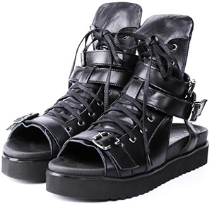 Metamorphoza Genuine Leather Black Sandals: US$136.