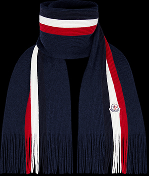 Moncler men's Tricolor scarf: US$255.