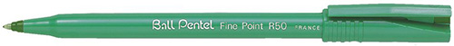 Pentel R50 Rollerball Pen Green Barrel Water-Based 0.8mm Tip 0.4mm Line Green Ref R50-D.