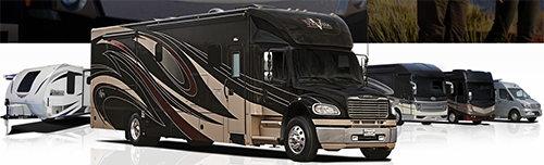 REV luxury Class A, B & C motorhomes; travel trailers & truck campers.