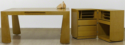 Martin Szekely Oak desk & its small secretaire, 1987.