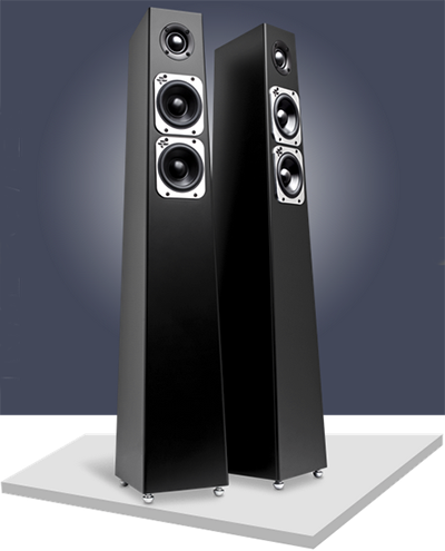 Totem Acoustic Tribe Tower speakers.