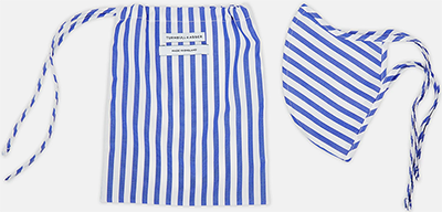 Turnbull & Asser Blue Candy-Striped Cotton Commuter Mask with 3 VIROFORMULA filters: 55.