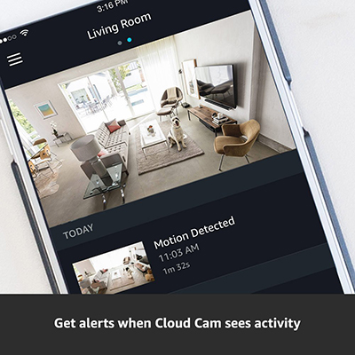 Amazon Cloud Cam Indoor Security Camera, Works with Alexa: US$119.99.