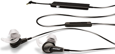 Bose QuietComfort 20i Acoustic Noise Cancelling in-ear headphones.