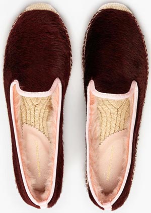 Desmond & Dempsey Maroon & Pink Espadrille women's Slippers: £85.
