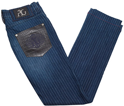 Angelo Galasso Stripped Jeans With Python Skin: US$3,498.