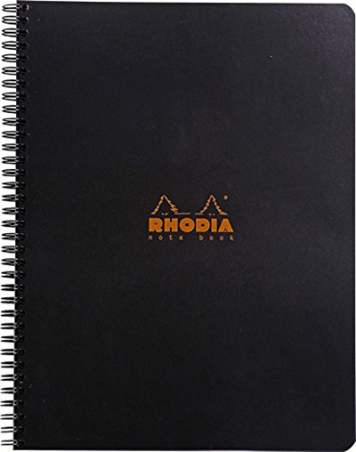 Rhodia Wirebound Notebook 8.8 × 11.75 Inches Black Grid, Satin: US$17.51.