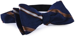 Serà Fine Silk Navy Blue / White & Brown Stripes Silk Bow Tie: €85.