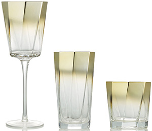 Kim Seybert Helix Double Old Fashioned in Gold Glassware: US$28 each.