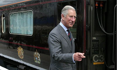 Prince Charles embarks on lavish train trip to spread green message.