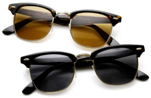 Designer Inspired Classic Half Frame Horned Rim Wayfarer men's sunglasses.