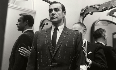 Sean Connery being fitted for his James Bond suit at Benson, Perry & Whitley, 9 Cork Street, London W1, England, U.K.
