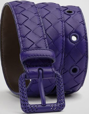 Bottega Veneta Violet Corot Intrecciato Nappa Belt: US$440.