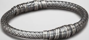 Bottega Veneta Intrecciato Oxydized Silver Bracelet: US$930.