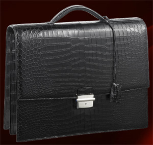 Cartier Pasha Briefcase Black Mate Alligator Leather.