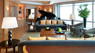 The living room of the Chairman Suite at Grand Hyatt Shanghai, Jin Mao Tower, 88 Century Avenue, Pudong, Shanghai 200121, People's Republic of China.