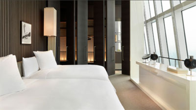 The master bedroom of the Chairman Suite at Park Hyatt Shanghai, 100 Century Avenue, Pudong, Shanghai, China, 200120.