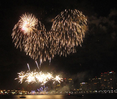 Fireworks at the Coconuts' New Years Eve party 2013.