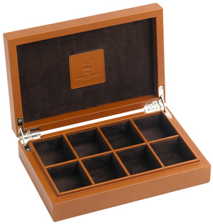 Deakin & Francis Leather Cufflink Box in Tan: £325.
