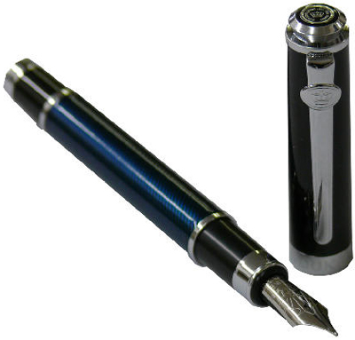 Duke Carbon Fibre Look Black Fountain Pen.