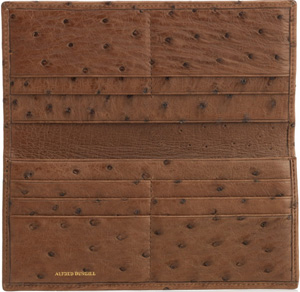 Dunhill Tan Ostrich Leather Coat Wallet: US$1,150.