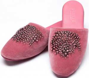 Frette Piuma Pink Velvet Slippers.
