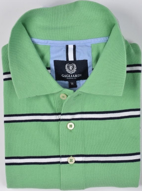 Gagliardi Green With Navy & White Stripe Polo Shirt: €59.