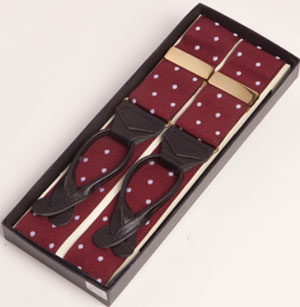 Henry Poole & Co Red With White Spot Silk Braces: £79.17.