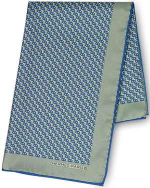 SANTOSTEFANO Handmade Blue 15" Stripe Silk Pocket Square Handkerchief NWT $150 