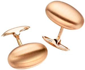 Hirsh 18ct rose gold bullet shape cufflinks with a brushed finish.