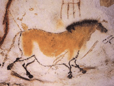 Lascaux Caves: cave painting of a dun horse.
